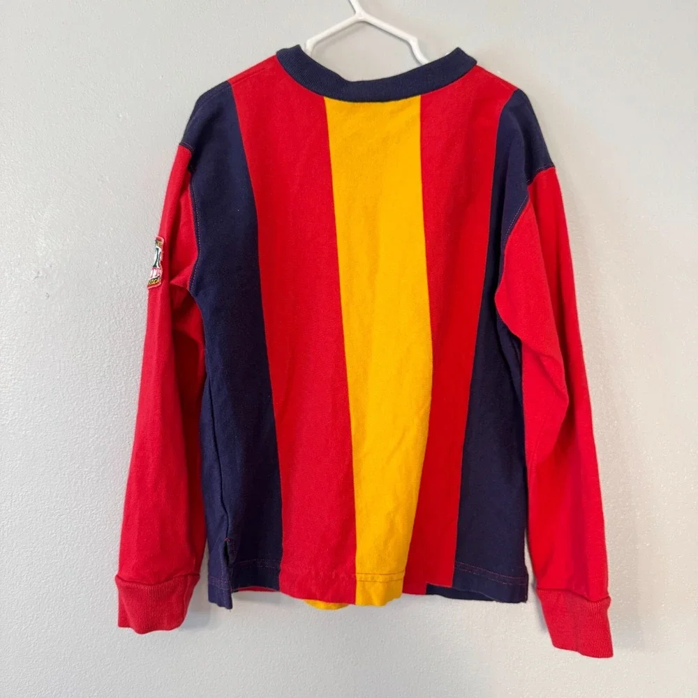 GAP Kids Rugby Long Sleeve Shirt Vertical Stripe V-neck‎ Boys XS - No Collar #9